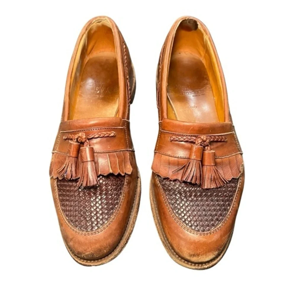 Allen Edmonds Cody Slip On Loafer Tassel Shoes Woven Leather Brown Size 9D 1849